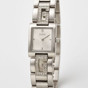 🌟HOST PICK 🌟GUESS G-Lite Silver Dial Ladies Crystal Bangle Watch